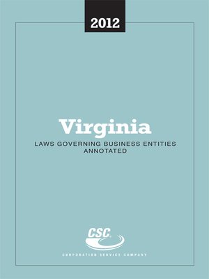 cover image of CSC Virginia Laws Governing Business Entities